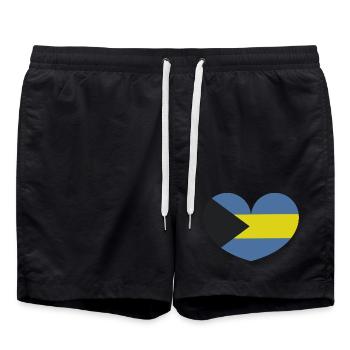 Cœur du drapeau des Bahamas - Short de bain - noir - Devant - AI Model Male 185 light (185cm)