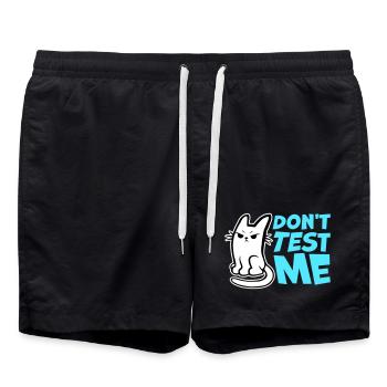 Ne me teste pas, chat coquin, citation drôle : logo - Short de bain - noir - Devant - AI Model Male 185 light (185cm)