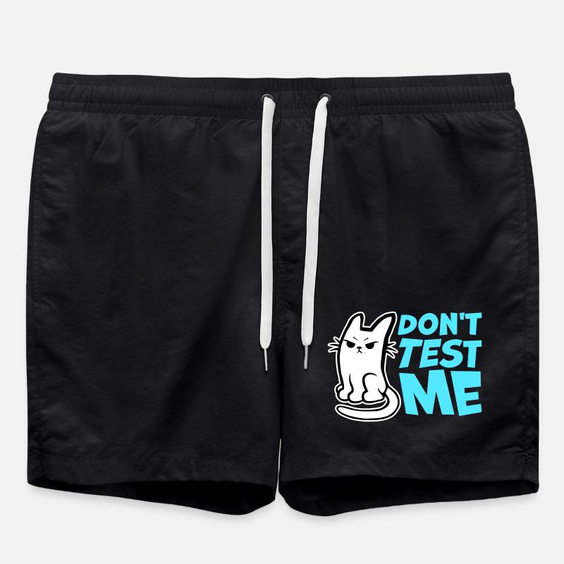 Don't Test Me Cat Naughty Funny citat-logo - Badeshorts - sort