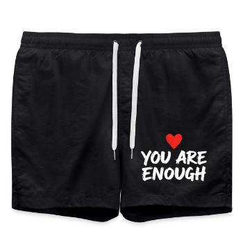 You are enough Heart Affirmation Self Love - Swim Trunks - black - Front - AI Model Male 185 light (185cm)
