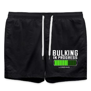 Bulking in Progress Fitness GYM Bodybuilding - Swim Trunks - black - Front - AI Model Male 185 light (185cm)