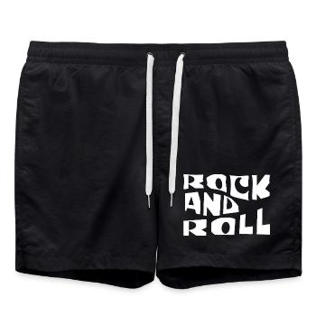 Rock and Roll Retro Typography - Swim Trunks - black - Front - AI Model Male 185 light (185cm)