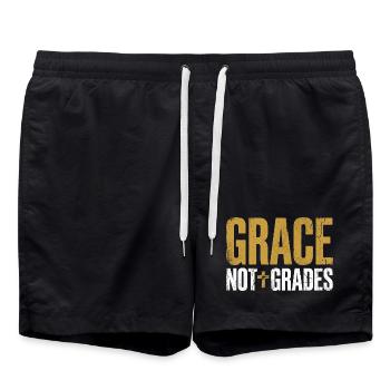 Grace Not Grades Christlicher Lehrer Jesus Glaube - Badeshorts - Schwarz - Vorne - AI Model Male 185 light (185cm)