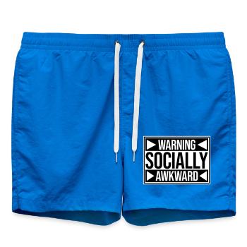 Warning Socially Awkward Funny Social Clumsy - Swim Trunks - cobalt blue - Front