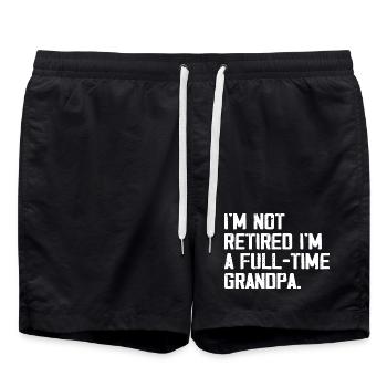 Vollzeit-Opa: Viel mehr als nur ein Ruhestand - Badeshorts - Schwarz - Vorne - AI Model Male 185 light (185cm)