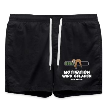 Motivation wird geladen Faultier Faultiermotiv - Badeshorts - Schwarz - Vorne - AI Model Male 185 light (185cm)