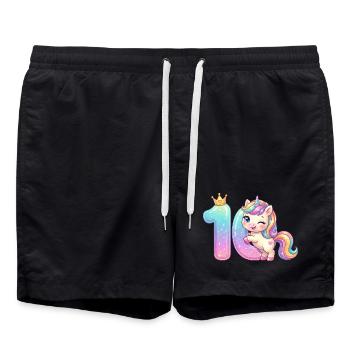 Ich bin 10 Kawaii Einhorn Mädchen Geburtstag - Badeshorts - Schwarz - Vorne - AI Model Male 185 light (185cm)