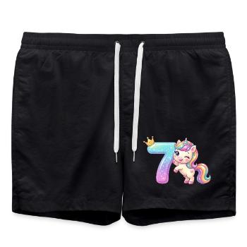Ich bin 7 Kawaii Einhorn Mädchen Geburtstag - Swim Trunks - black - Front - AI Model Male 185 light (185cm)