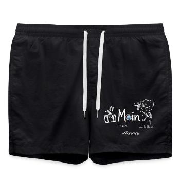 MOIN Urlaub Schietwetter Küste - Badeshorts - Schwarz - Vorne - AI Model Male 185 light (185cm)