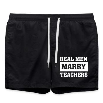 Slogan des vrais hommes épousent les enseignants - Short de bain - noir - Devant - AI Model Male 185 light (185cm)