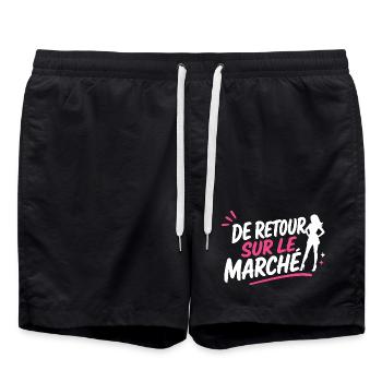 Retour sur le marché femme pop - Short de bain - noir - Devant - AI Model Male 185 light (185cm)