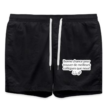 Sticker Humour Bureau Meilleures Collègues - Short de bain - noir - Devant - AI Model Male 185 light (185cm)