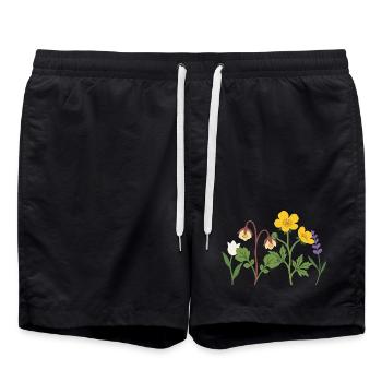Tulpe · Gartenfreunde · Illustration · Blumen - Badeshorts - Schwarz - Vorne - AI Model Male 185 light (185cm)