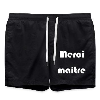 GELIEBTE. MEISTER. VIELEN DANK. DANKE, HERRIN. MEISTER - Badeshorts - Schwarz - Vorne - AI Model Male 185 light (185cm)