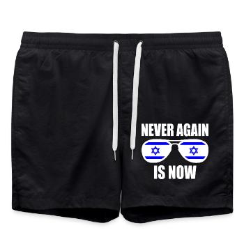 Never again is now - Swim Trunks - black - Front - AI Model Male 185 light (185cm)