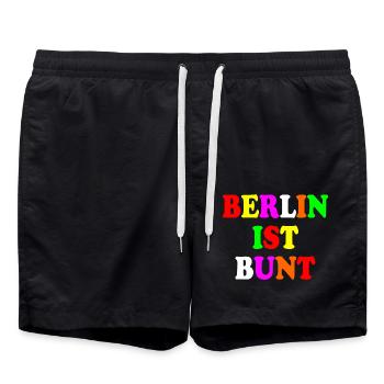 Berlin ist bunt - Badeshorts - Schwarz - Vorne - AI Model Male 185 light (185cm)