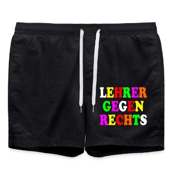 Lehrer gegen rechts - Badeshorts - Schwarz - Vorne - AI Model Male 185 light (185cm)