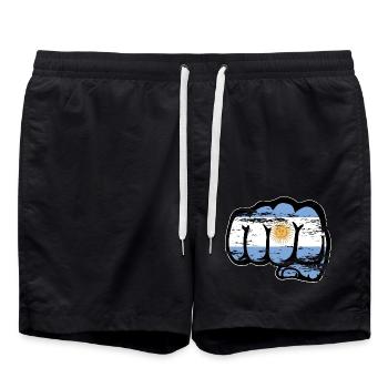 Argentina flag fist used - Swim Trunks - black - Front - AI Model Male 185 light (185cm)