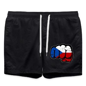Czech Republic Fist Flag used - Swim Trunks - black - Front - AI Model Male 185 light (185cm)