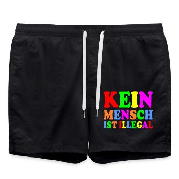 Kein mensch ist illegal - Badeshorts - Schwarz - Vorne - AI Model Male 185 light (185cm)