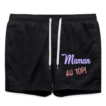 MOM. MOTHER'S DAY. HAPPY MOTHER'S DAY - Swim Trunks - black - Front - AI Model Male 185 light (185cm)