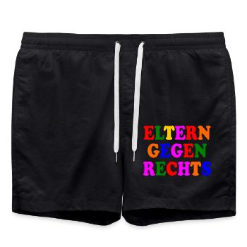 Eltern gegen rechts - Badeshorts - Schwarz - Vorne - AI Model Male 185 light (185cm)