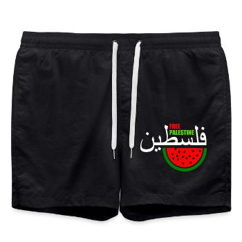 Free palestine فلسطين - Badeshorts - Schwarz - Vorne - AI Model Male 185 light (185cm)