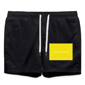 GELBE KARTE Fußballspiel Statement - Badeshorts - Schwarz - Vorne - AI Model Male 185 light (185cm)