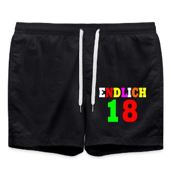 Endlich 18 - Badeshorts - Schwarz - Vorne - AI Model Male 185 light (185cm)
