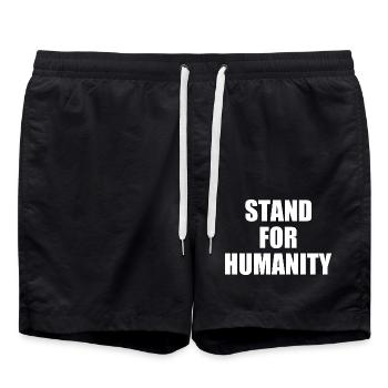 Stand for humanity - Swim Trunks - black - Front - AI Model Male 185 light (185cm)