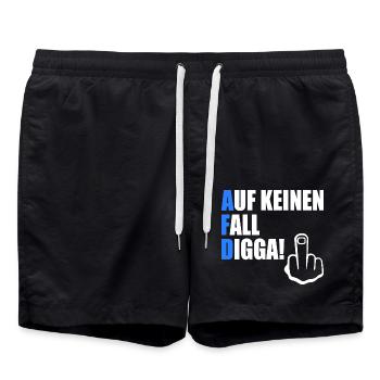 auf keinen fall digga - fuck afd - Badeshorts - Schwarz - Vorne - AI Model Male 185 light (185cm)