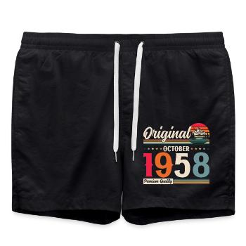 66e anniversaire Original octobre 1958 Né en 1958 - Short de bain - noir - Devant - AI Model Male 185 light (185cm)