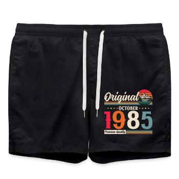 39th Birthday Vintage October 1985 Vintage 85 - Swim Trunks - black - Front - AI Model Male 185 light (185cm)