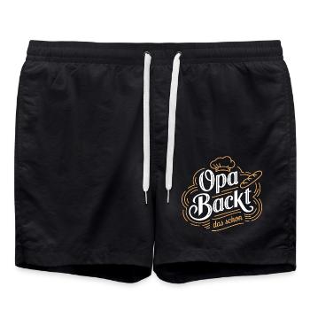 Opa backt das schon - unser backender Opa - Badeshorts - Schwarz - Vorne - AI Model Male 185 light (185cm)