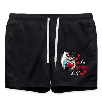 Loutre demi-amour cadeau - Short de bain - noir - Devant - AI Model Male 185 light (185cm)