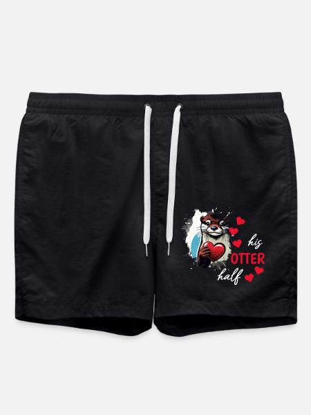 Otter Half Love Gift - Swim Trunks - black