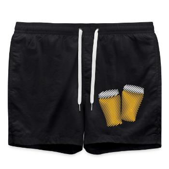2 Toasting Beer Glasses (Pale Ale / Scribble) - Swim Trunks - black - Front - AI Model Male 185 light (185cm)