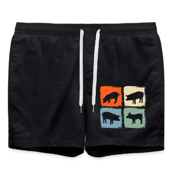 Schwein - Badeshorts - Schwarz - Vorne - AI Model Male 185 light (185cm)