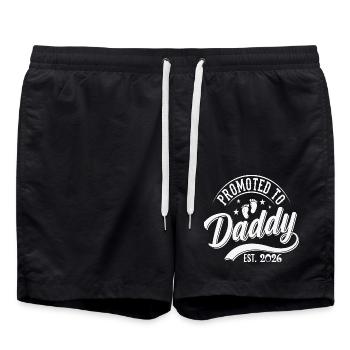 Promoted to dad 2026 - Swim Trunks - black - Front - AI Model Male 185 light (185cm)