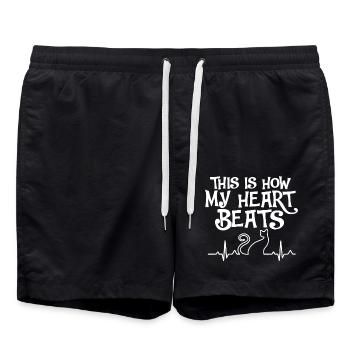 Cat Lover This Is How My Heart Beats - Swim Trunks - black - Front - AI Model Male 185 light (185cm)