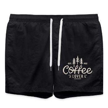 Coffee lover retro vintage aesthetic - Swim Trunks - black - Front - AI Model Male 185 light (185cm)