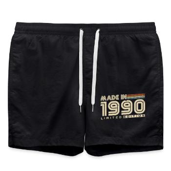 Jahrgang 1990 geboren Retro Vintage Geburtstag - Badeshorts - Schwarz - Vorne - AI Model Male 185 light (185cm)