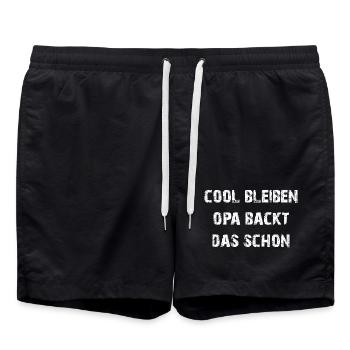 Opa backt das schon - unser backender Opa - Badeshorts - Schwarz - Vorne - AI Model Male 185 light (185cm)