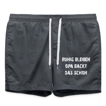 Opa backt das schon - unser backender Opa - Badeshorts - Anthrazit - Vorne - AI Model Male 185 light (185cm)