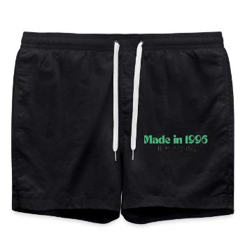 Made in 1996 - Perfektion seit Tag 1 - Badeshorts - Schwarz - Vorne - AI Model Male 185 light (185cm)