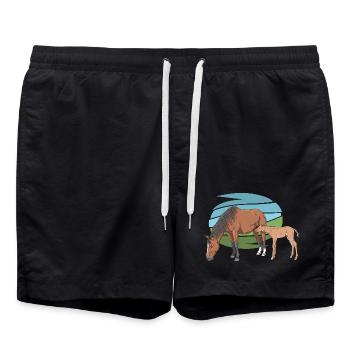 Jument et son poulain - Short de bain - noir - Devant - AI Model Male 185 light (185cm)