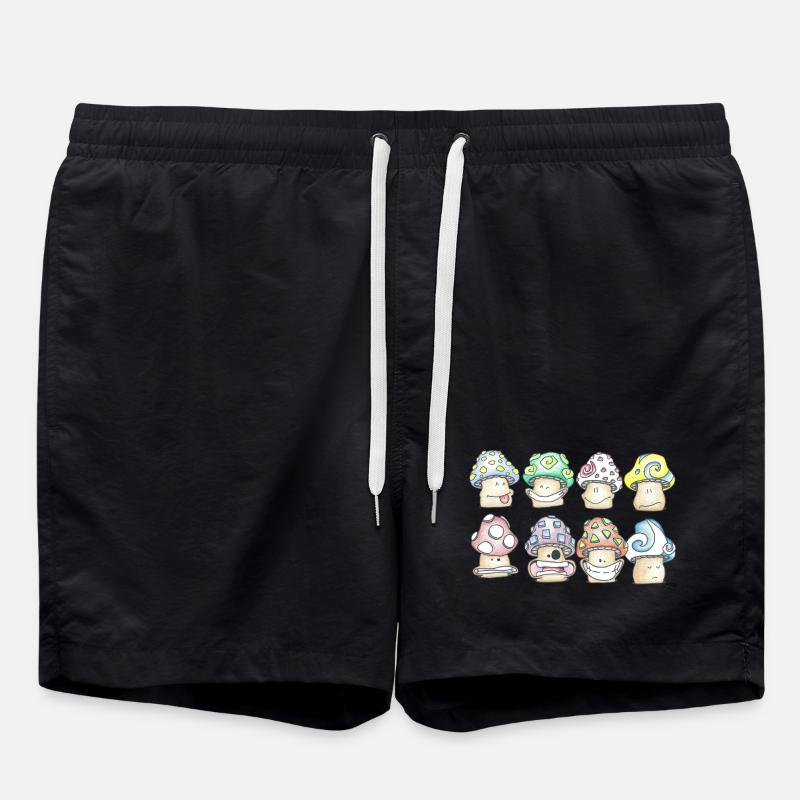 Mischievous Pastel Mushrooms - Swim Trunks - black