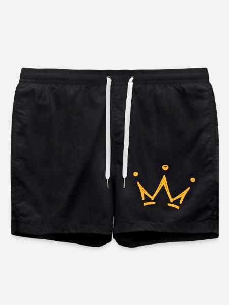 Croquis de la couronne, isolé, jaune - Short de bain - noir