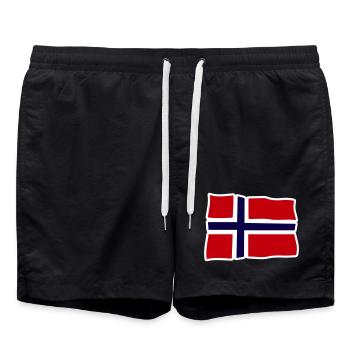 Norwegen Wellenflagge Kreuz - Badeshorts - Schwarz - Vorne - AI Model Male 185 light (185cm)