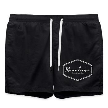 Conception de badge d’écriture manuscrite de Mannheim - Short de bain - noir - Devant - AI Model Male 185 light (185cm)